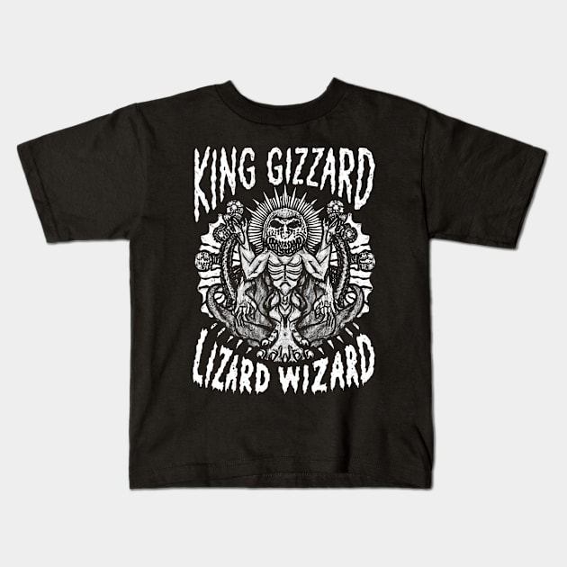 The King Gizard And Wizard Lizard Kids T-Shirt by Aldrvnd